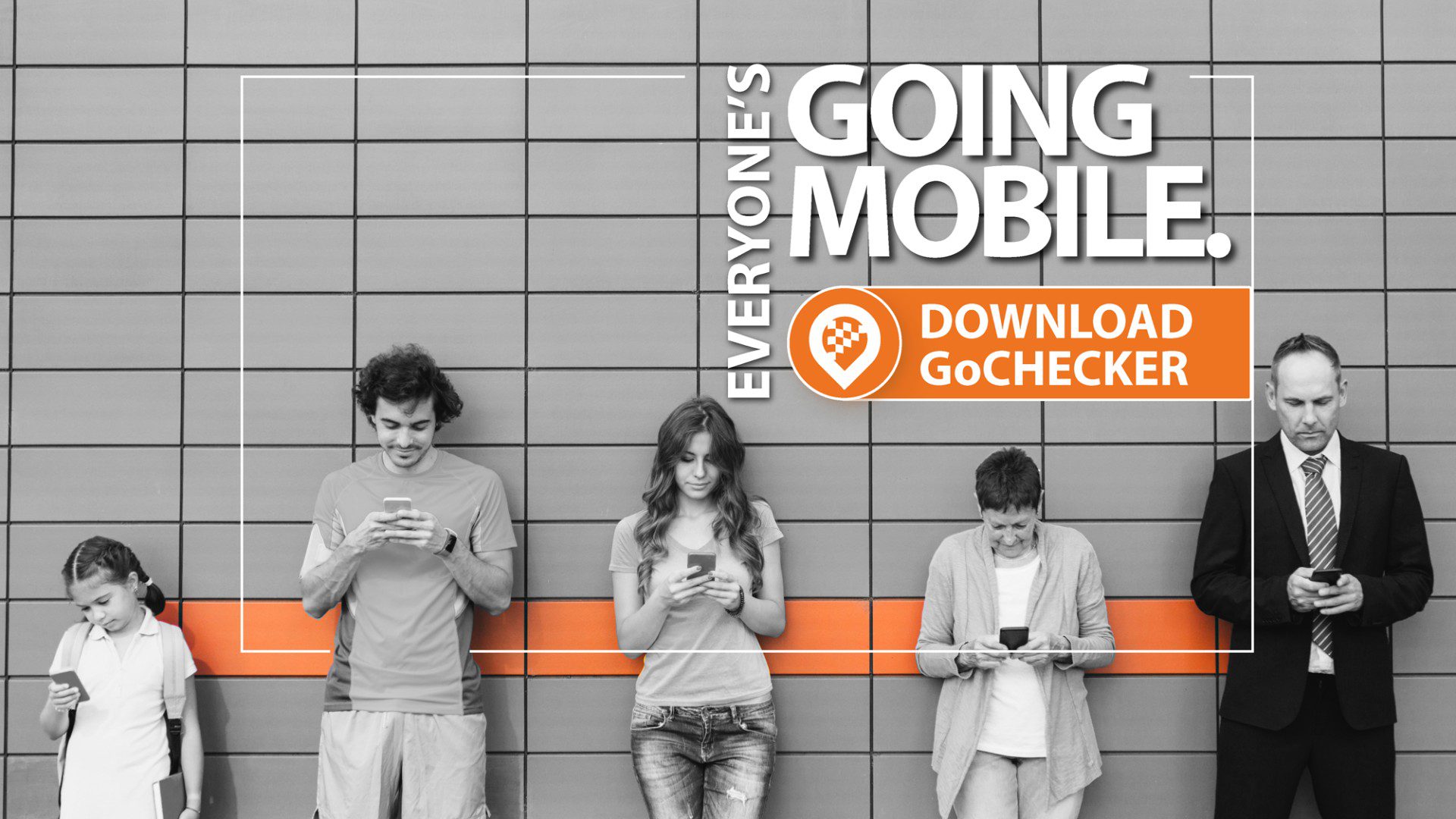 going mobile poster with gray background